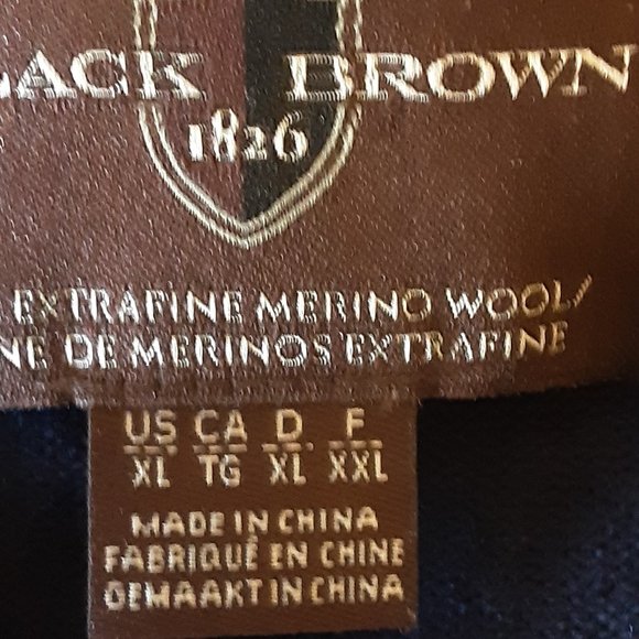 Black Brown 1826  Men's Navy Blue Mock Neck 100% Merino Wool Sweater Size XL - Picture 13 of 15